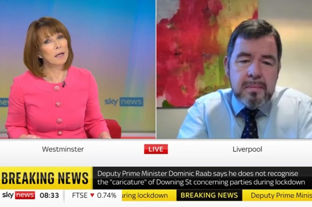 Sky News screenshot copy caring for bereaved people during COVID